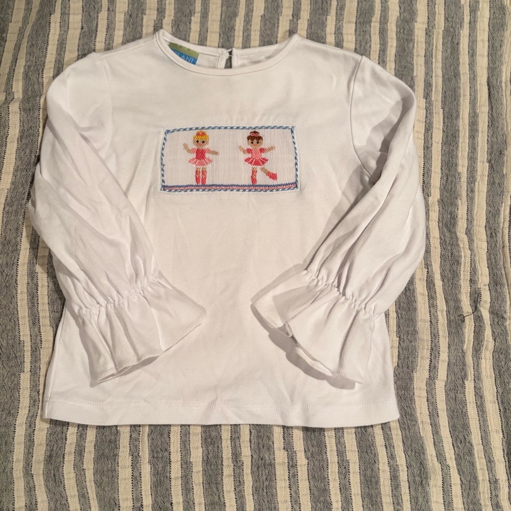 Velani Classics White Long Sleeve Shirt with Embroidered Dancers